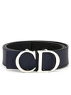 CD Logo Reversible Leather Belt Black Navy - DIOR - BALAAN 3