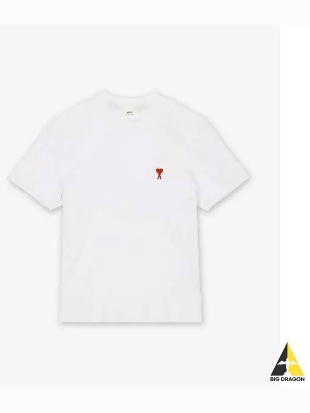 Small Heart Logo Short Sleeve T-Shirt White - AMI - BALAAN 2