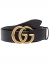 GG Marmont Double G Buckle Wide Leather Belt Black - GUCCI - BALAAN 2