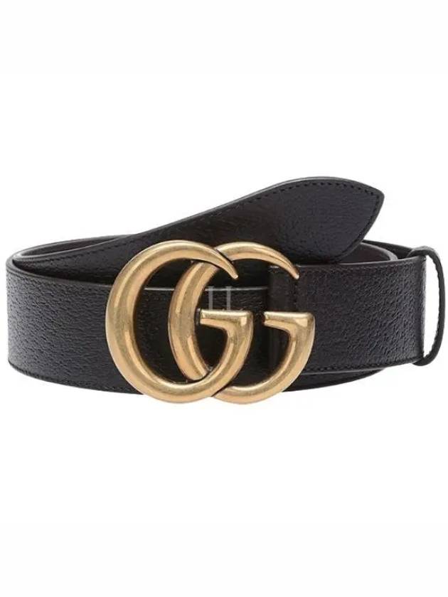 GG Marmont Double G Buckle Wide Leather Belt Black - GUCCI - BALAAN 2