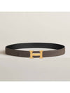 Black Etope Gray H Double Sided Belt 95 34 35 inches 32mm Gold Matte - HERMES - BALAAN 2