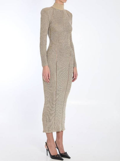 Gold Knit Maxi Dress - SELF PORTRAIT - BALAAN 2