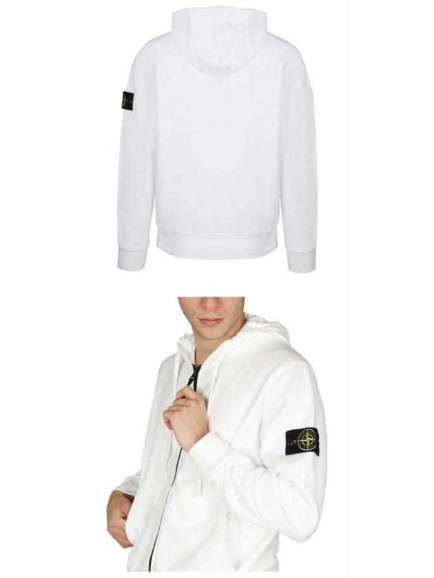 Wappen Patch Cotton Zip Up Hoodie White - STONE ISLAND - BALAAN 6