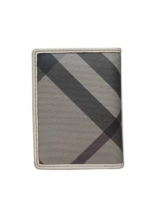 Gray Check Ivory Leather Card Wallet - BURBERRY - BALAAN 3