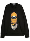 Men's Mask Print Black Sweatshirt NUW20212 009 - IH NOM UH NIT - BALAAN 3