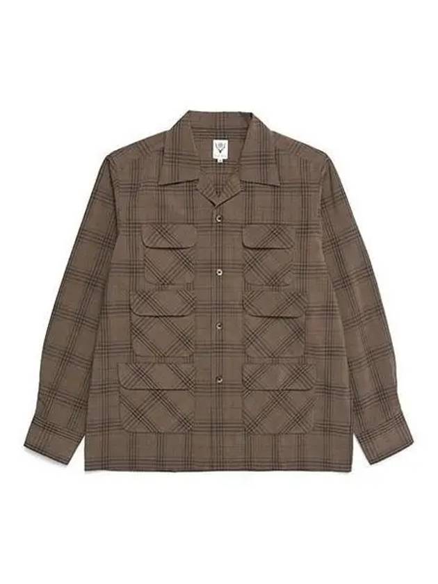 South2 West8 Nami West Pocket Check Twill Long Sleeve Shirt Brown Charcoal KP831 - SOUTH2 WEST8 - BALAAN 1