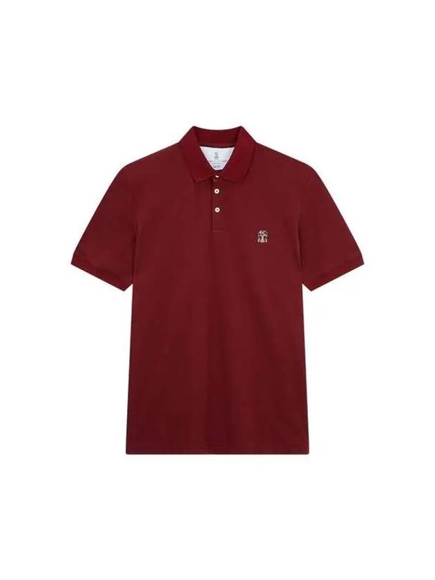 Men s Short Sleeve Pique Polo Shirt Burgundy 271444 - BRUNELLO CUCINELLI - BALAAN 1