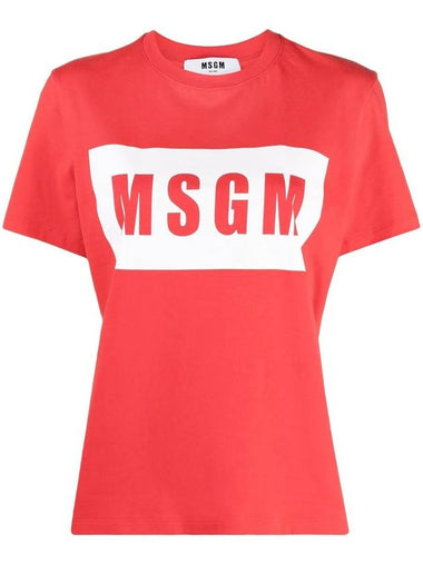 Box Logo Short Sleeve T-Shirt Red - MSGM - BALAAN 1