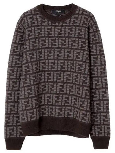 Men's Monogram Intarsia Knit Top Grey - FENDI - BALAAN 2