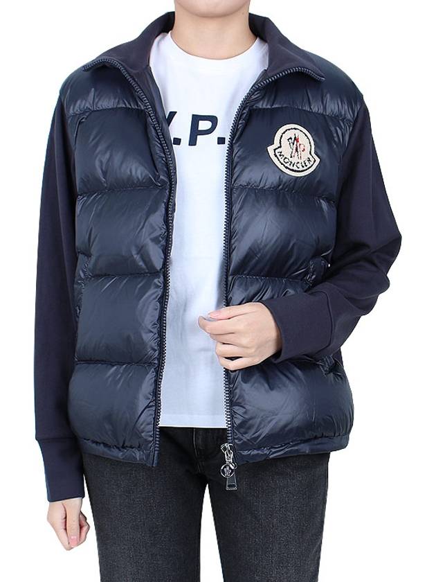 Logo Patch Knit Padded Zip-up Jacket Navy - MONCLER - BALAAN 4