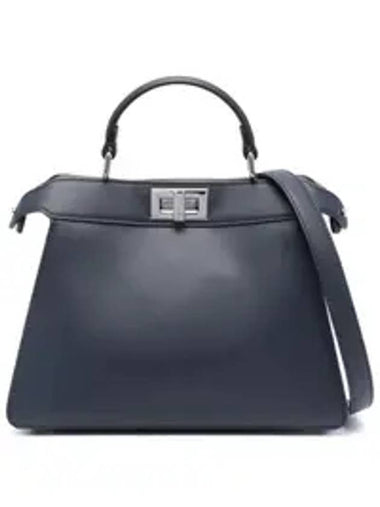 Peekaboo Lock Twist Top Handle Leather Tote Bag Blue - FENDI - BALAAN 1