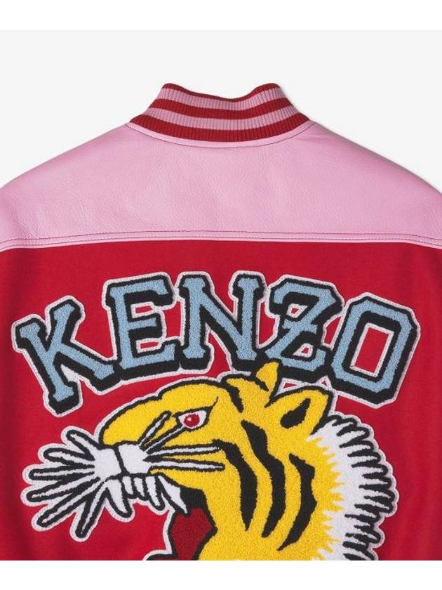 Tiger Varsity Wool Bomber Jacket Medium Red - KENZO - BALAAN 5