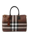 Bowling Check Leather Medium Tote Bag Brown - BURBERRY - BALAAN 2