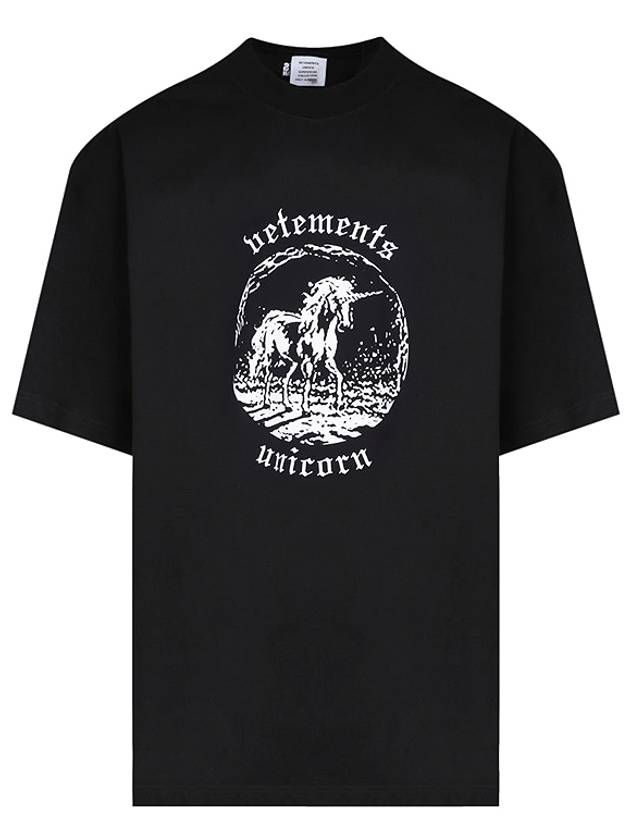 Unicorn Graphic Overfit Short Sleeve T-Shirt Black - VETEMENTS - BALAAN 7