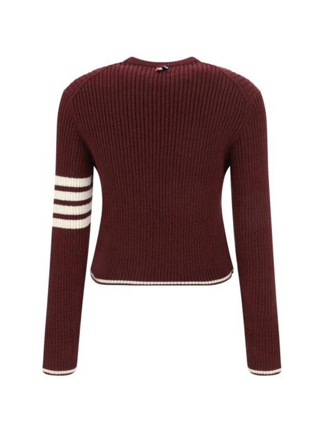 4 Bar Stripe Cable Knit Top Red - THOM BROWNE - BALAAN 3