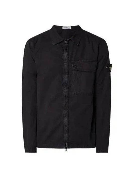 Old Treatment Garment Dyed Overshirt Jacket Black - STONE ISLAND - BALAAN 2