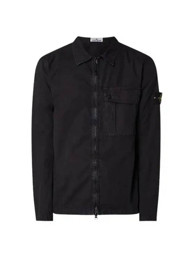 Old Treatment Garment Dyed Overshirt Jacket Black - STONE ISLAND - BALAAN 3