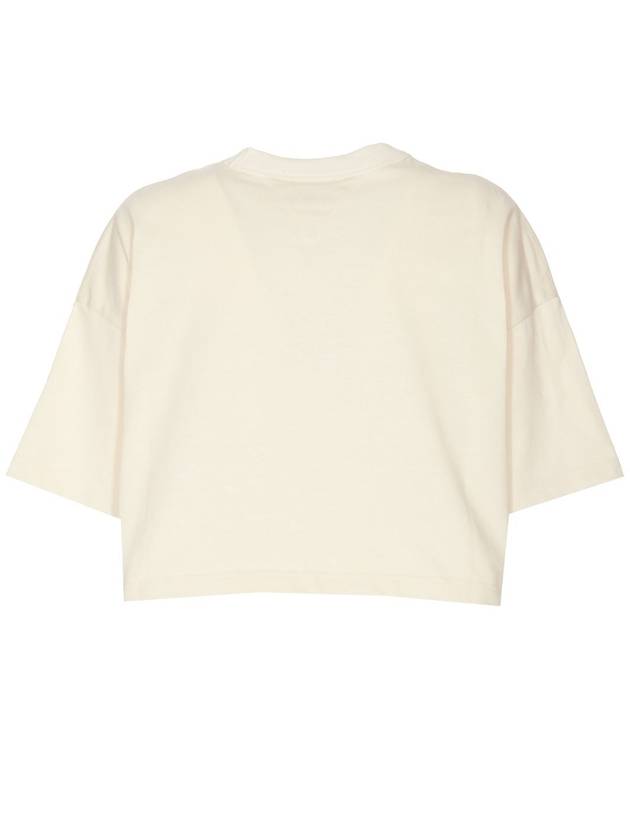 Croptop Cotton Short Sleeve T-Shirt Ivory - BOTTEGA VENETA - BALAAN 6