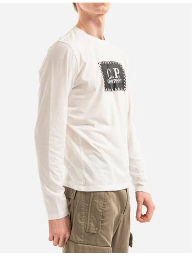 Men's Embroidery Logo Print Long Sleeve T-Shirt White - CP COMPANY - BALAAN 3