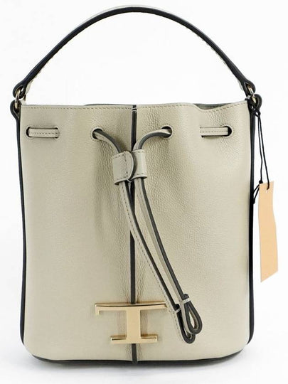 T Timeless Leather Micro Logo Bucket Bag Beige - TOD'S - BALAAN 2