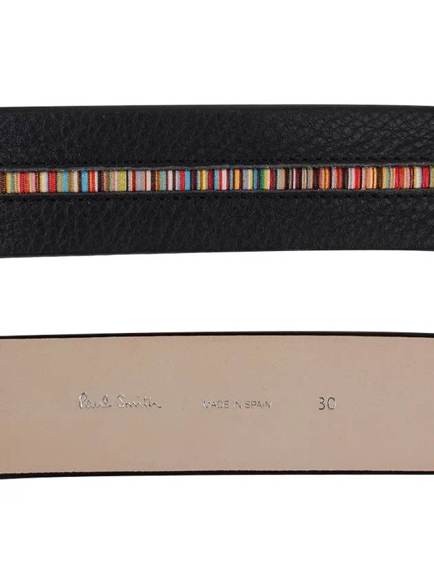 Signature Striped Leather Belt Black - PAUL SMITH - BALAAN 4