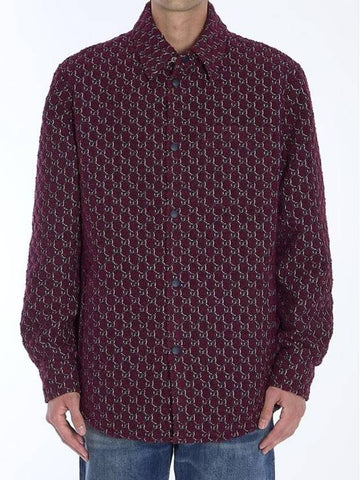 GG Shadow Bouclé Wool Jacquard Long Sleeve Shirt Burgundy - GUCCI - BALAAN 1