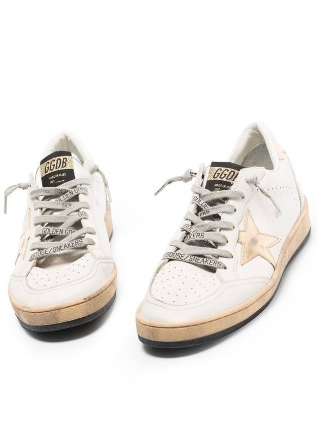 Women's Ballstar Leather Upper Laminate Star Heel Tab Low Top Sneakers Milk Gold - GOLDEN GOOSE - BALAAN 3