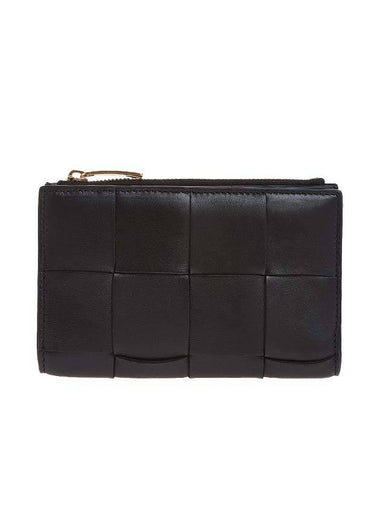 Intrecciato Zipper Bifold Medium Wallet Black - BOTTEGA VENETA - BALAAN 1