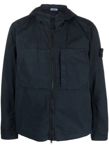 Men's Wappen Patch Supima Cotton Hooded Jacket Navy - STONE ISLAND - BALAAN 1