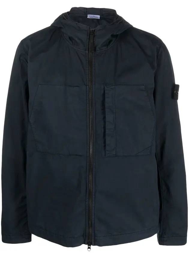 Men's Wappen Patch Supima Cotton Hooded Jacket Navy - STONE ISLAND - BALAAN 1