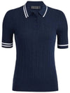 Women's Rib Cotton Short Sleeve Polo Shirt Navy - G/FORE - BALAAN 3