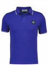 Men's Two Line Wappen Patch Cotton Short Sleeve Polo Shirt Blue - STONE ISLAND - BALAAN 2