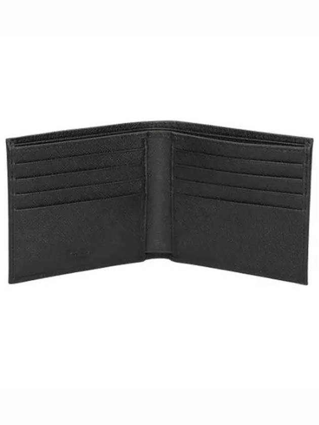 Triangle Logo Saffiano Half Wallet Black - PRADA - BALAAN 4