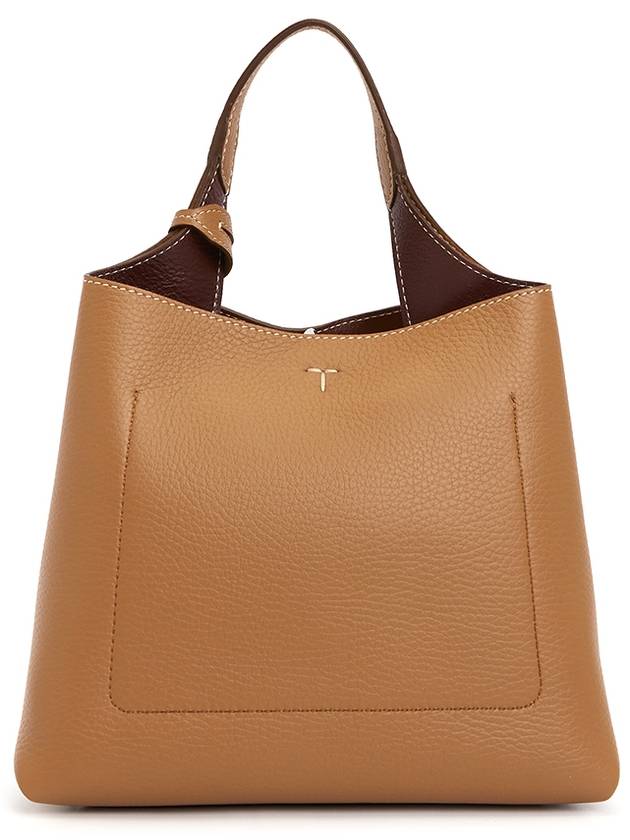 Logo Mini Leather Tote Bag Brown - TOD'S - BALAAN 5