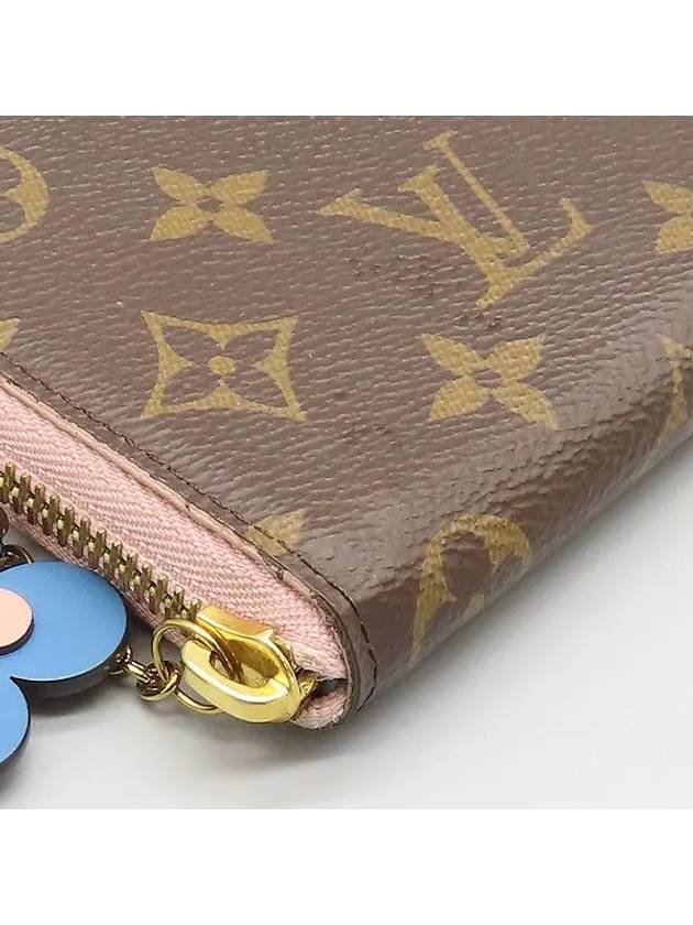 M63896 Monogram Canvas Clemence Flower Charm Zip up Long Wallet - LOUIS VUITTON - BALAAN 4