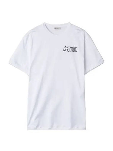 Embroidered Logo Short Sleeve T Shirt White - ALEXANDER MCQUEEN - BALAAN 1