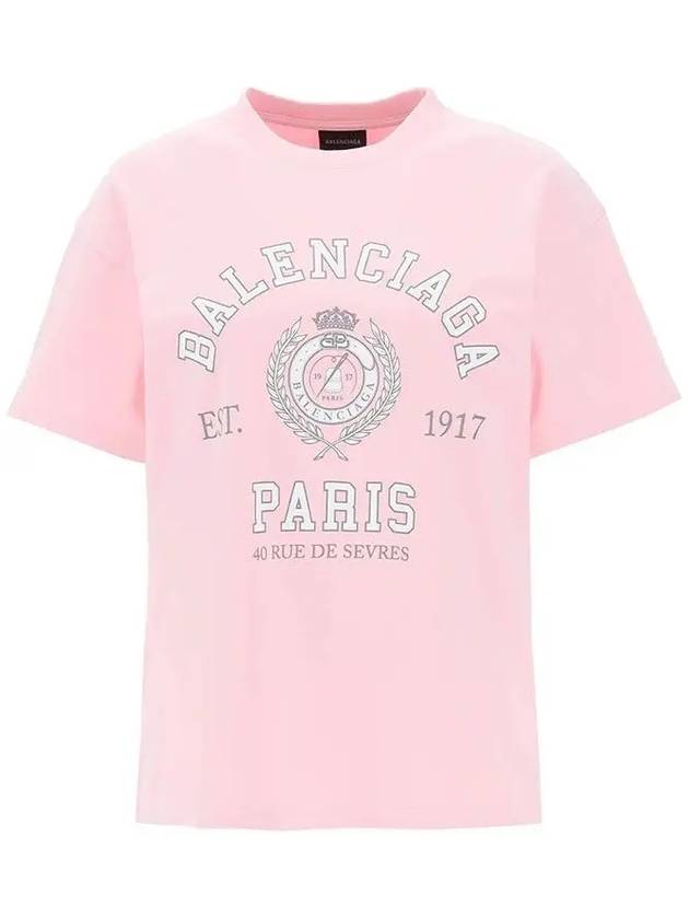 College 1917 Print Short Sleeve T-Shirt Pink - BALENCIAGA - BALAAN 3