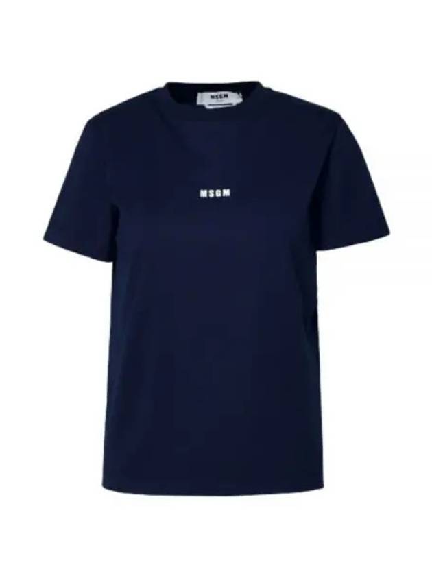 Micro Logo Cotton Short Sleeve T-Shirt Navy - MSGM - BALAAN 2