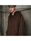 Brushed Check Over Hooded Shirt Jacket orange - TENER - BALAAN 1