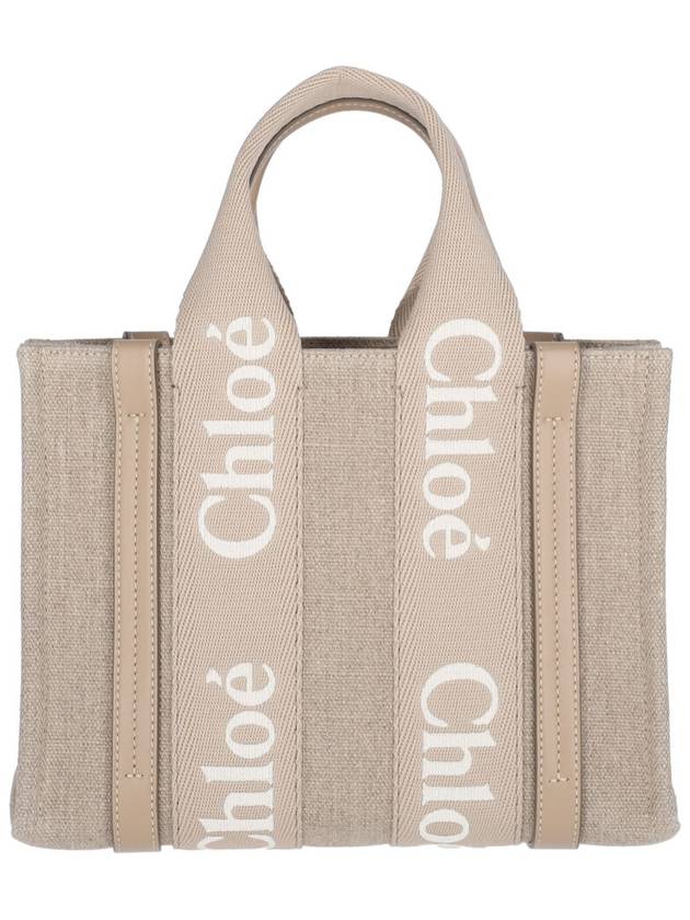 Woody Small Tote Bag Beige Linen - CHLOE - BALAAN 4