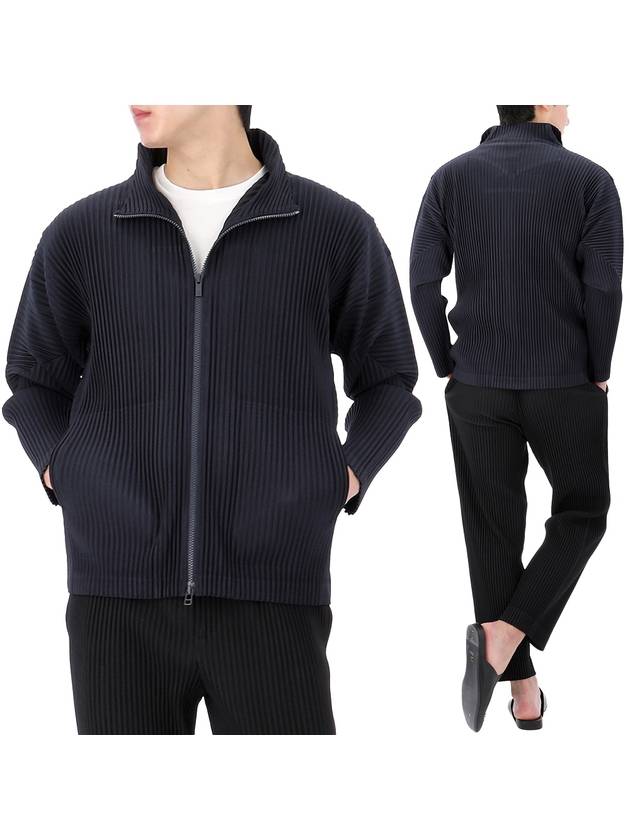 Pleated Full Zipper Cardigan Navy - ISSEY MIYAKE - BALAAN 2