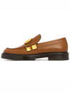 Calfskin Studded Sign Loafer Brown - VALENTINO - BALAAN.