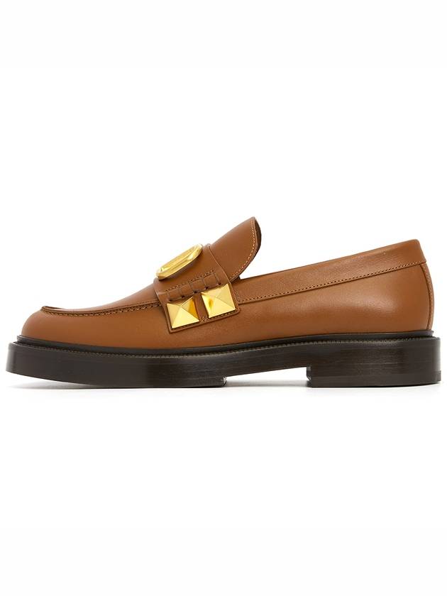 Calfskin Studded Sign Loafer Brown - VALENTINO - BALAAN.