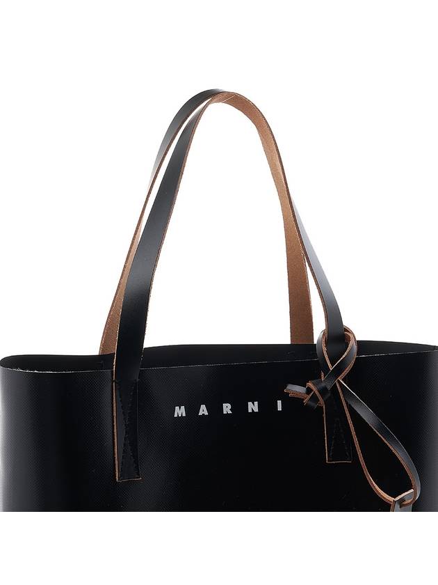 Tribeca Two Tone Deboss Logo Tote Bag Black White - MARNI - BALAAN 8