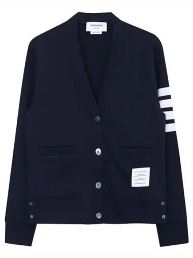 Diagonal Stripe RWB Tab Loopback Cardigan - THOM BROWNE - BALAAN 1