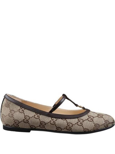 Kids Teen Double G Ballet Flat Shoes Beige - GUCCI - BALAAN 1