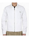 Triangle Logo Bull Denim Zip Up Jacket White - PRADA - BALAAN 1