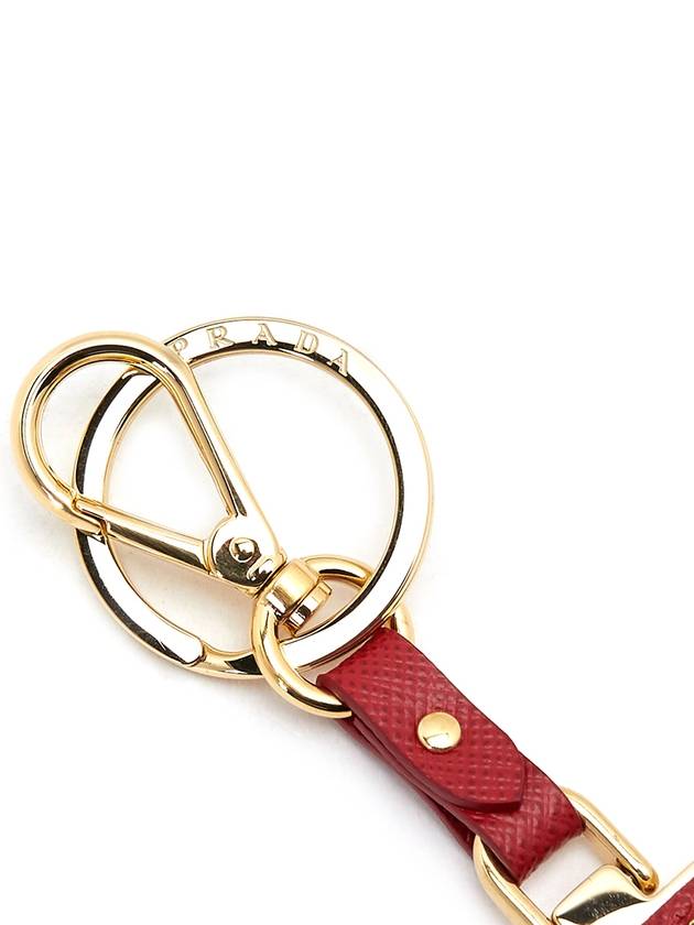 Saffiano Leather Triangle Logo Key Holder Red - PRADA - BALAAN 6