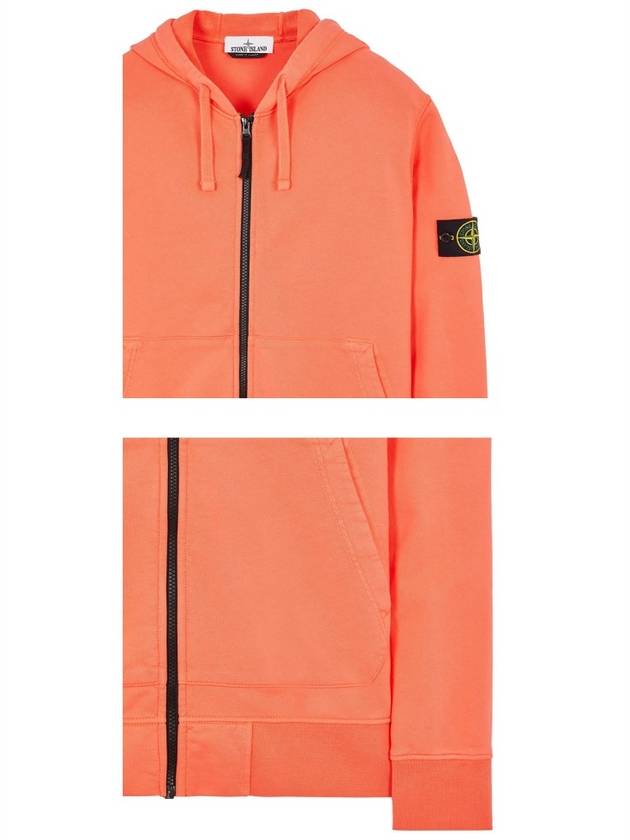 Men's Waffen Patch Fleece Zip Up Hoodie Orange - STONE ISLAND - BALAAN 6