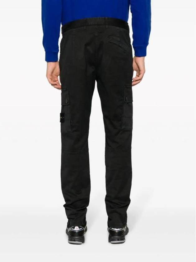 Garment Dyed Old Effect Stretch Broken Twill Cotton Cargo Pants Black - STONE ISLAND - BALAAN 5